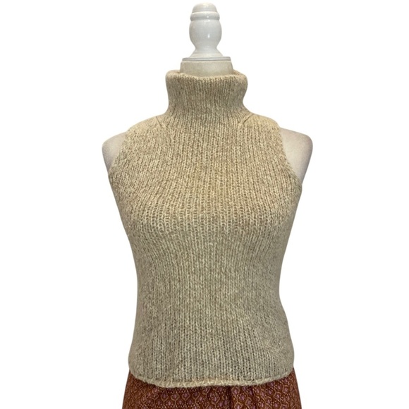 Maxmara Weekend Sleeveless Turtleneck Virgin Wool Blend Ribbed Luxe Knitwear - Picture 2 of 8